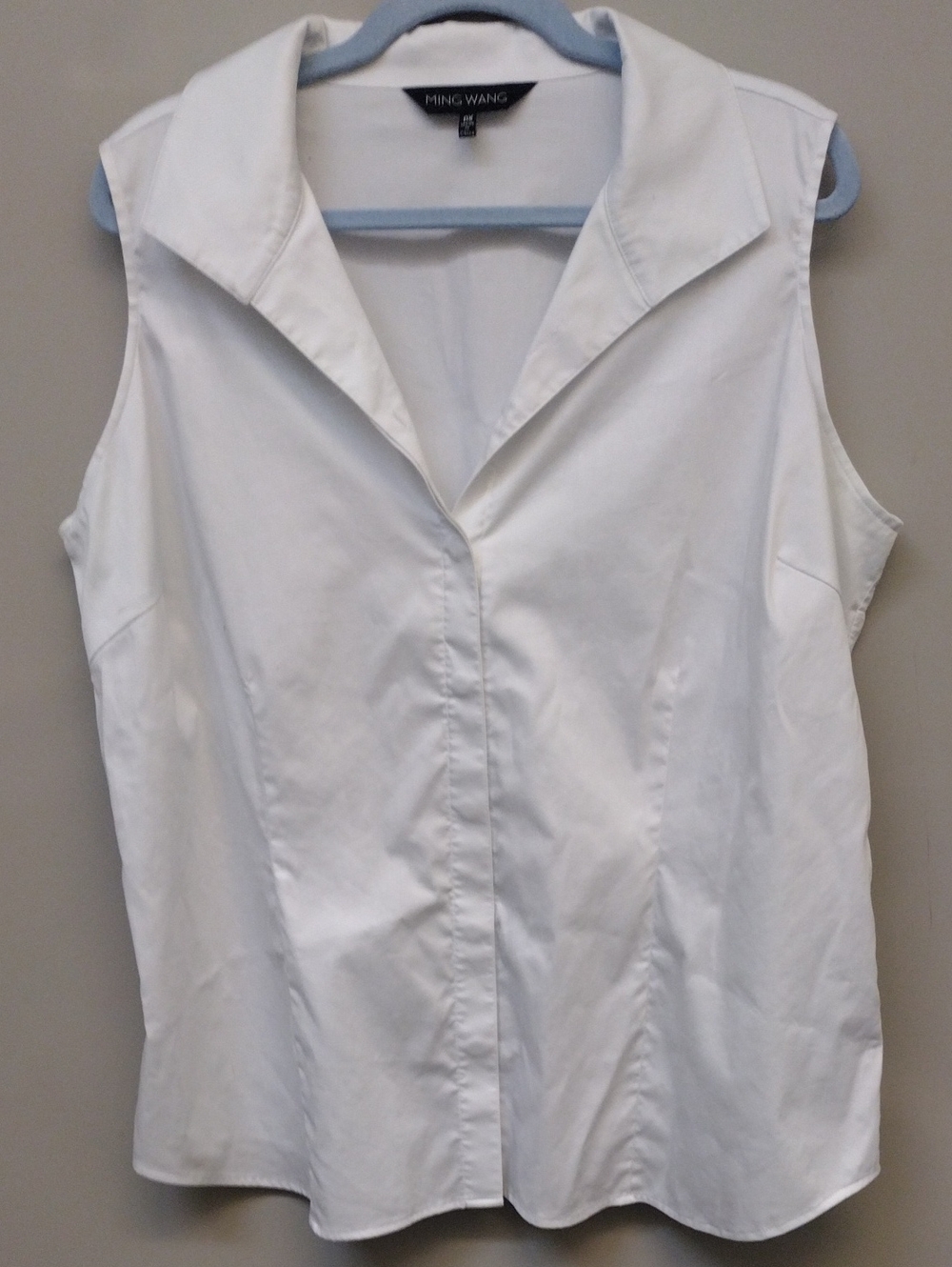 Ming Wang White Sleeveless V-Collar Blouse Size OX